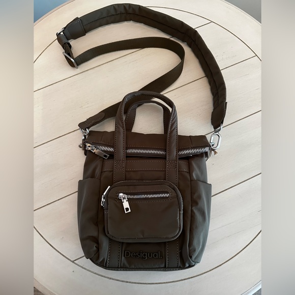 Olive green Desigual mini backpack crossbody zipper purse - Picture 10 of 14